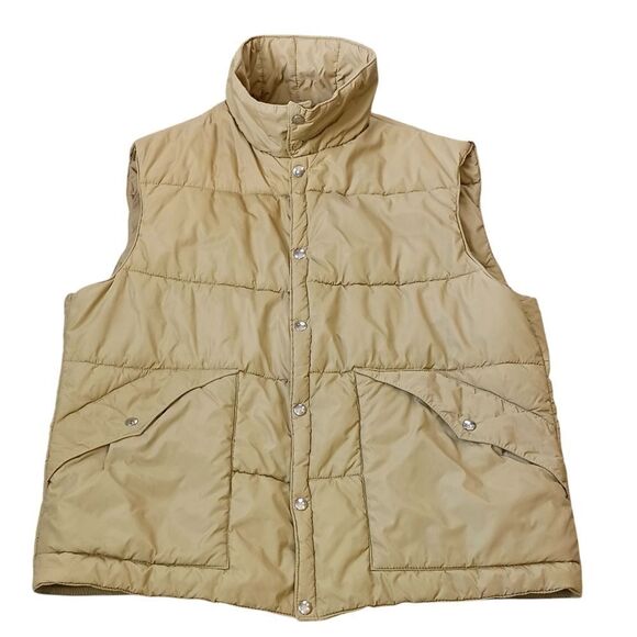 Vintage SEARS Puffer Vest Snap Closure Western Utility Pockets Tan Size 2XL Tall - Picture 3 of 13